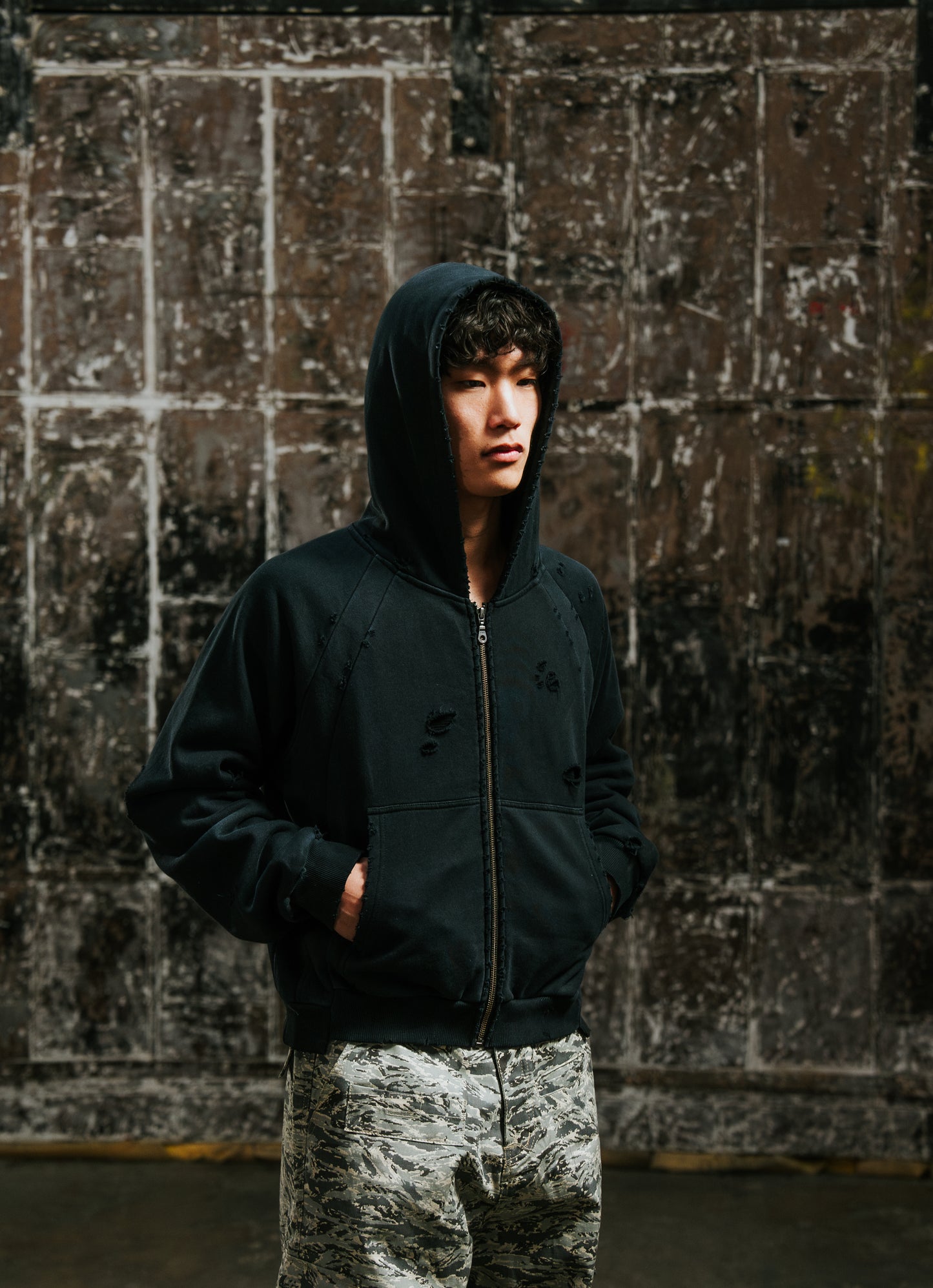 "ROT" THERMAL-LINED ZIP HOODIE