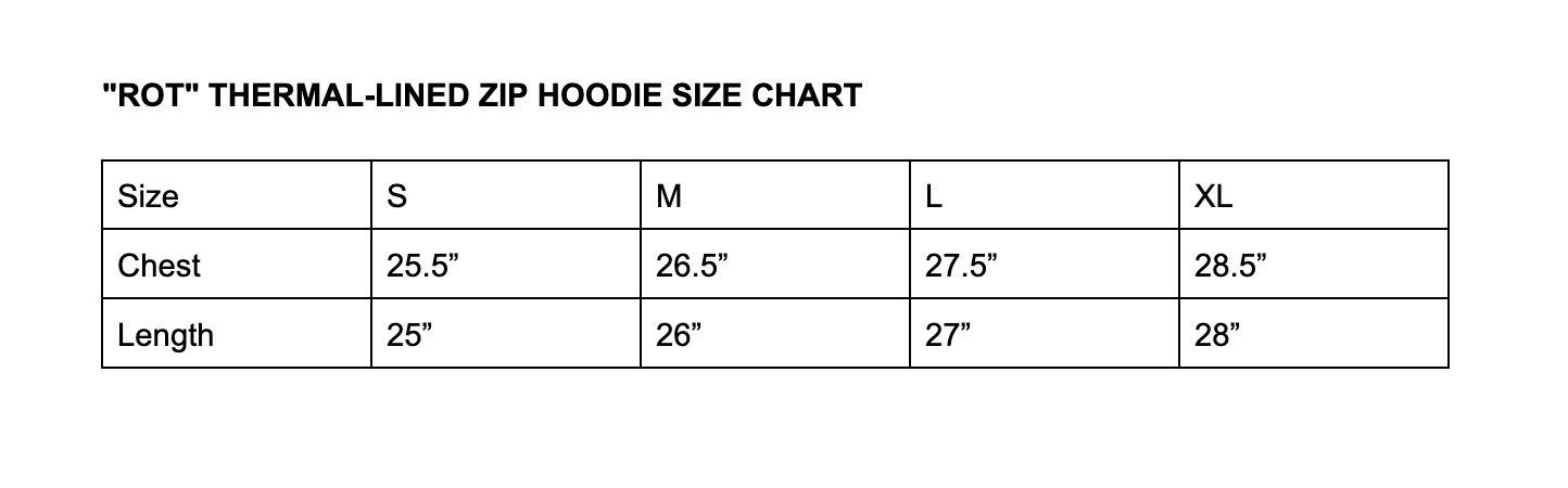"ROT" THERMAL-LINED ZIP HOODIE